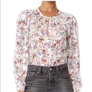 Rebecca Taylor | Ruby Silk Blend Floral Blouse Top Long Sleeve Size 8